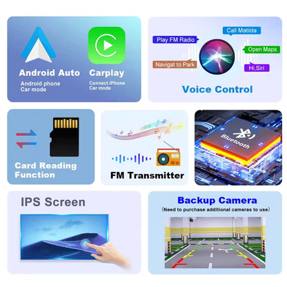 Tech Driver Gear 7” IPS CarPlay Screen – Portable Android Auto Radio, GPS Navigation, WiFi, Rear View Camera Support