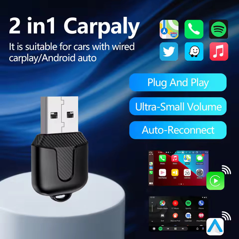 Tech Driver Gear Android 13 AI Box – Universal Wireless CarPlay, 8GB+256GB, LTE 4G, Round Touch Display