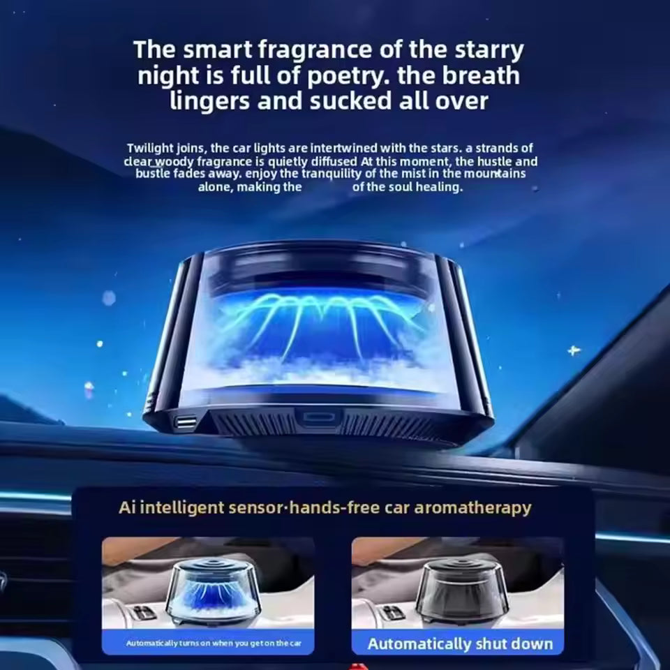 Tech Driver Gear Smart Car Diffuser – Auto Spray Aromatherapy, Mountain Snow Ambient Light, Long-Lasting Fresh Air