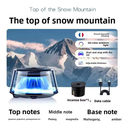 Tech Driver Gear Smart Car Diffuser – Auto Spray Aromatherapy, Mountain Snow Ambient Light, Long-Lasting Fresh Air