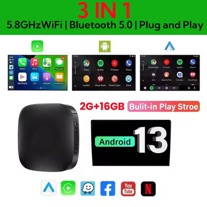 Tech Driver Gear Smart CarPlay AI Box – Android 13, Wireless CarPlay, Android Auto, App Streaming